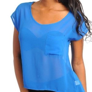 Royal Blue Chiffon Top